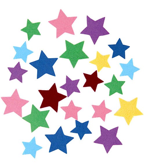 Sterne aus Filz - selbstklebend - 1,5 - 4 cm - ca. 80 Stück