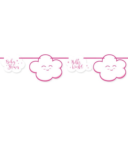 Motivgirlande "Wolken Baby Shower" - rosa - 4 m