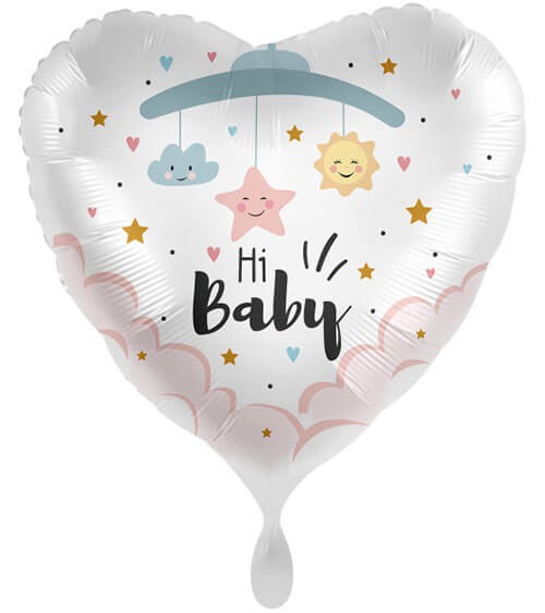 Großer Herz-Folienballon "Hi Baby" - 71 cm