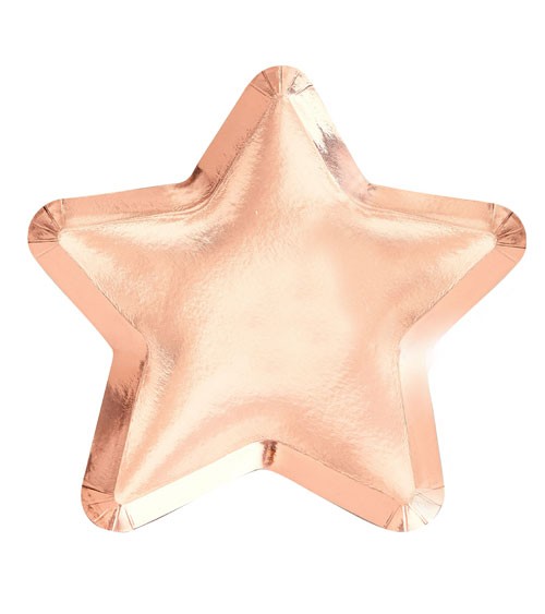 Stern-Pappteller - rosegold - 8 Stück