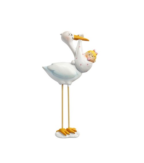 Storch mit Baby Girl - 2D - 10 cm