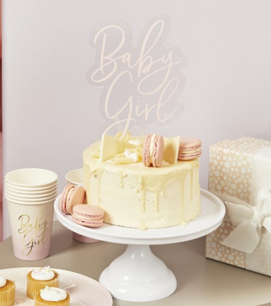 Cake-Topper aus Acryl "Baby Girl" - rosa