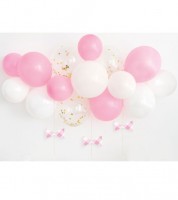 Ballongirlande "Vichy Karo" - rosa - 21-teilig