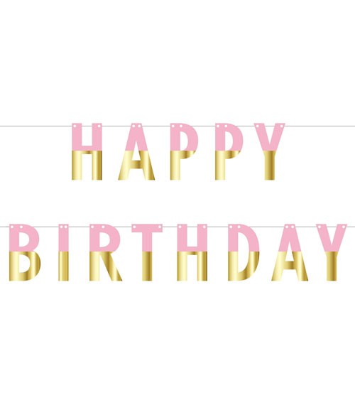 DIY Happy Birthday-Girlande - rosa & gold metallic - 1,6 m