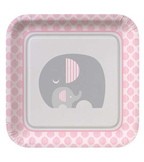 Pappteller "Kleiner Elefant - rosa" - 8 Stück