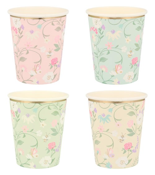 Pappbecher "Ladurée Paris" - Floral - 8 Stück