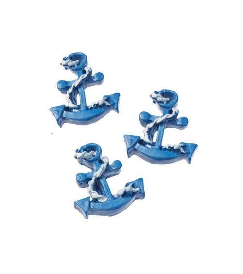 Anker aus Polyresin - blau - 2,8 cm - 3 Stück