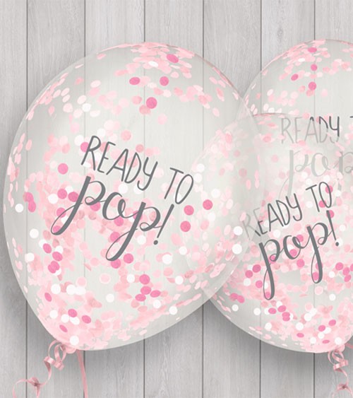 Konfetti-Ballons "Ready to pop" - rosa - 5 Stück