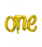 Script-Folienballon "One" - gold - 66 x 37 cm