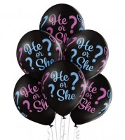 Luftballon-Set "He or She" - schwarz - 6-teilig