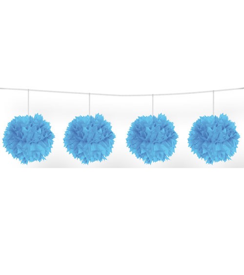 Pom Pom Girlande - hellblau - 3m