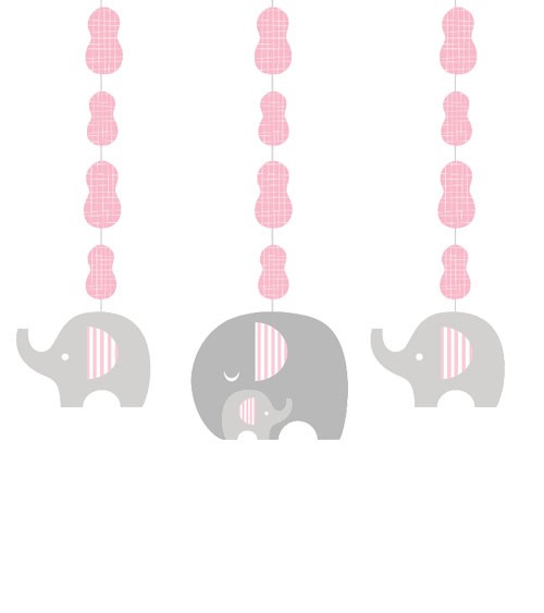 3er Motivgirlande "Kleiner Elefant - rosa"