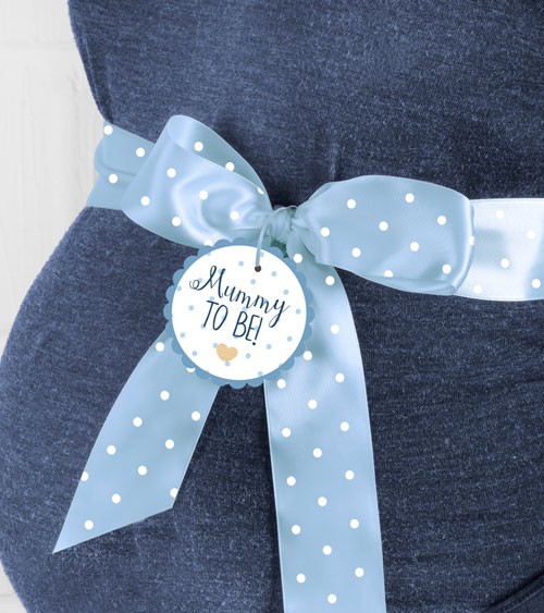 Babybauch-Schleifenband "Mummy to be" - blau - 2 m