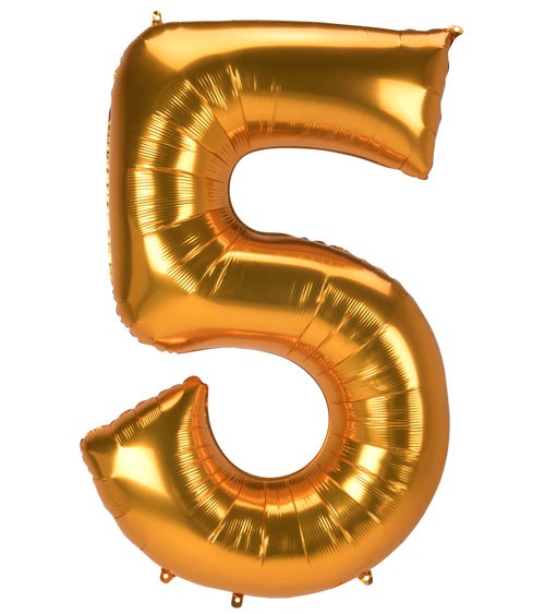 JumboShape-Folienballon Zahl "5" - gold - 86 x 132 cm