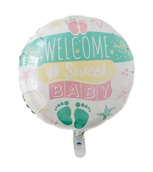 Folienballon "Welcome Sweet Baby" - pastell - 46 cm