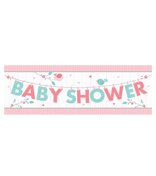Baby Shower-Partybanner "Hello Baby - rosa" - 152 cm