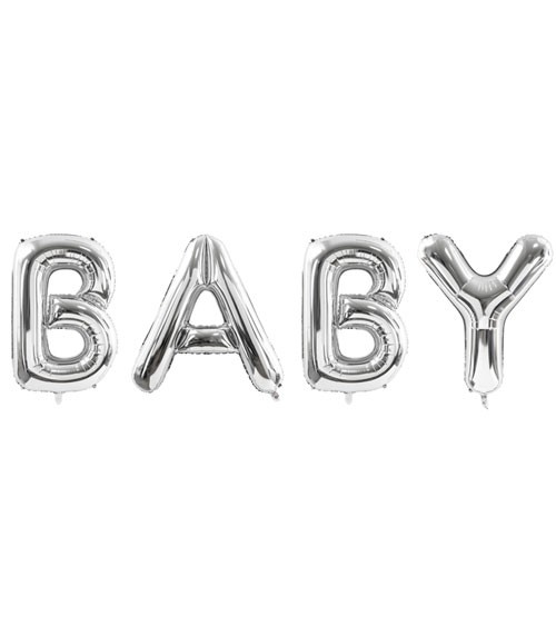 XL-Folienballon-Set "Baby" - silber - 262 x 86 cm