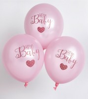 Luftballons "Hey Baby" - rosa - 6 Stück