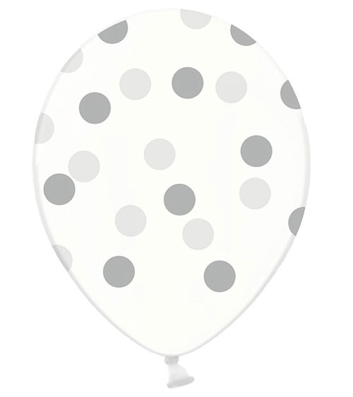 Luftballons "Big Dots" - silber/transparent - 6 Stück