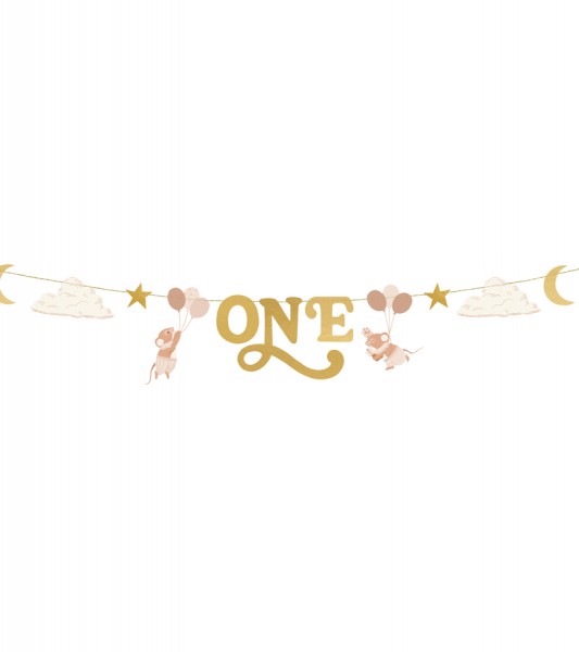 Schriftzug-Girlande "One" mit Mäusen - 3 m