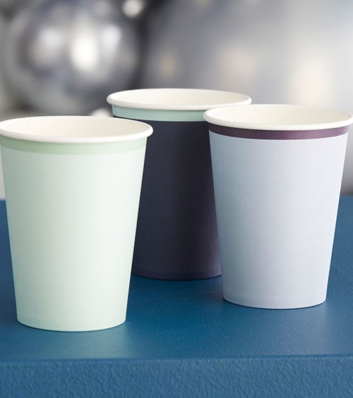 Pappbecher - Farbmix Blau - 8 Stück