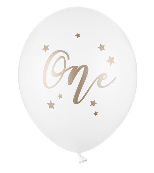 Luftballons "One" - weiß, gold - 50 Stück