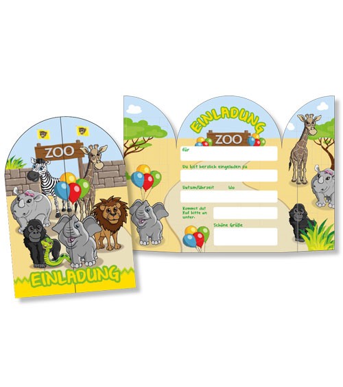 Einladungskarten "Zoo" - 8 Stück