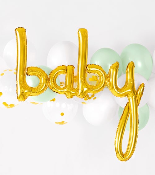 Ballon-Set "Baby" - gold, mint & weiß - 27-teilig