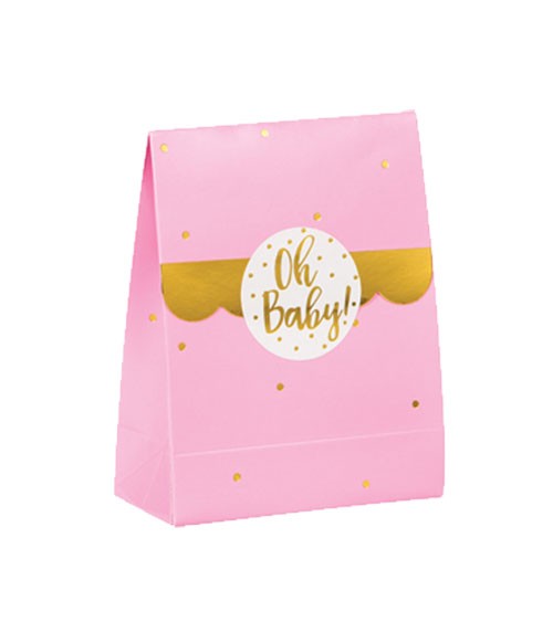 Geschenkboxen "Oh Baby" mit Sticker - rosa & gold - 8 Stück