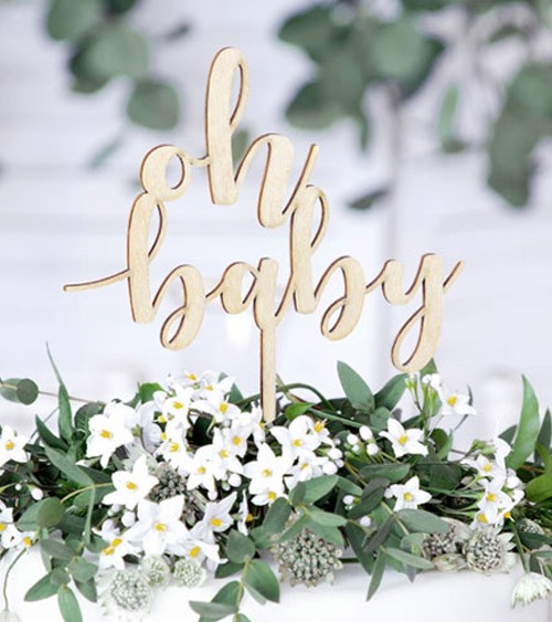 Cake Topper aus Holz "Oh Baby"