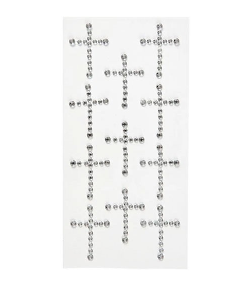 Sticker "Kreuz" mit Strass - silber - 1 Bogen