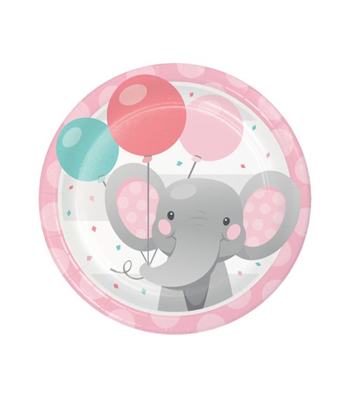 Kleine Pappteller "Little Elephant - Girl" - 8 Stück