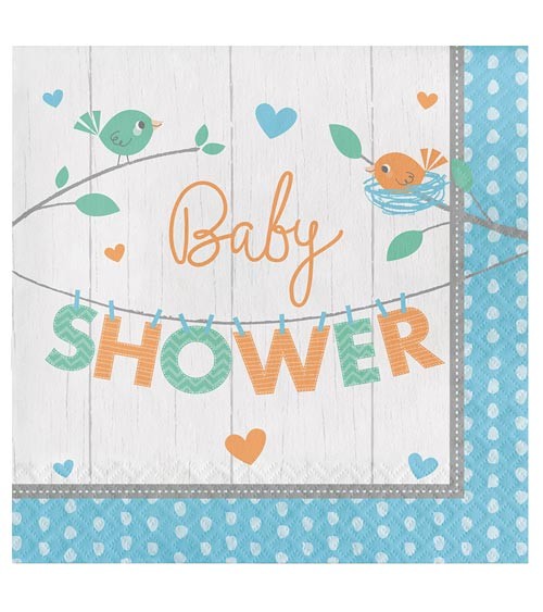 Servietten "Hello Baby - blau" - Baby Shower - 16 Stück