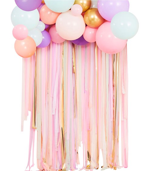 Streamer Backdrop & Ballongirlande - pastell & gold - 115-teilig