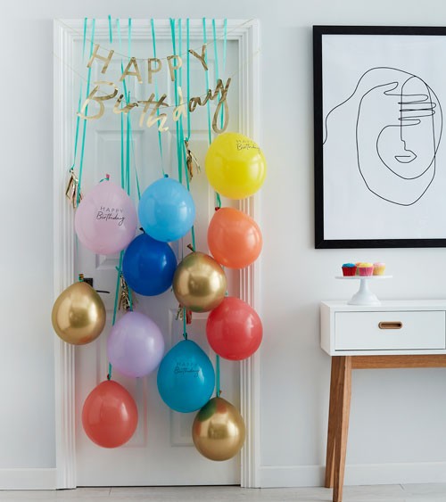 Deko-Set "Happy Birthday" mit Ballons & Girlande - bunt - 18-teilig