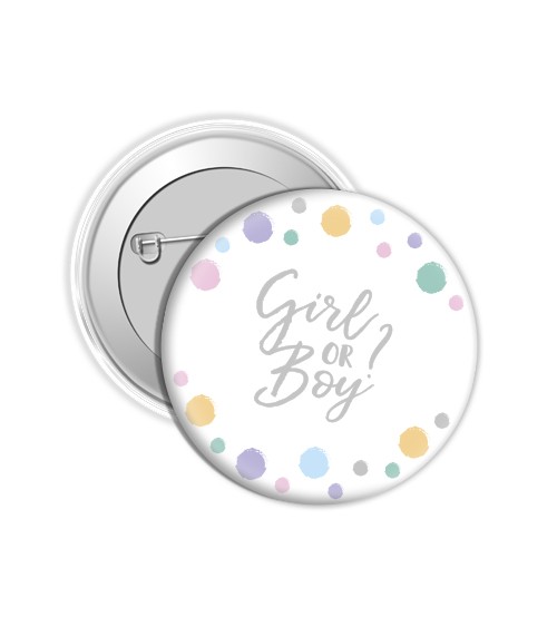 Button "Girl or Boy?" - Punkte Pastell