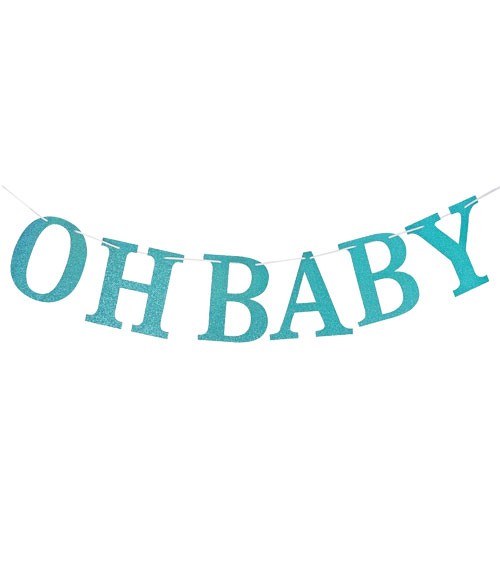 DIY Girlande mit Glitzer "Oh Baby" - blau - 3 m