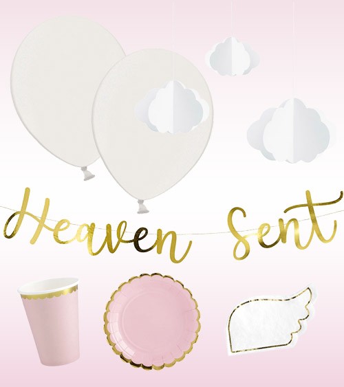 Taufe Deko-Set "Heaven" - rosa - 46-teilig