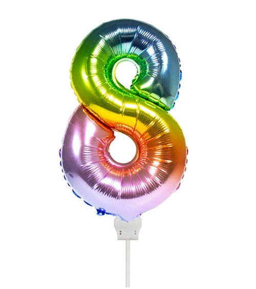 Folienballon Zahl "8" - rainbow - 36 cm