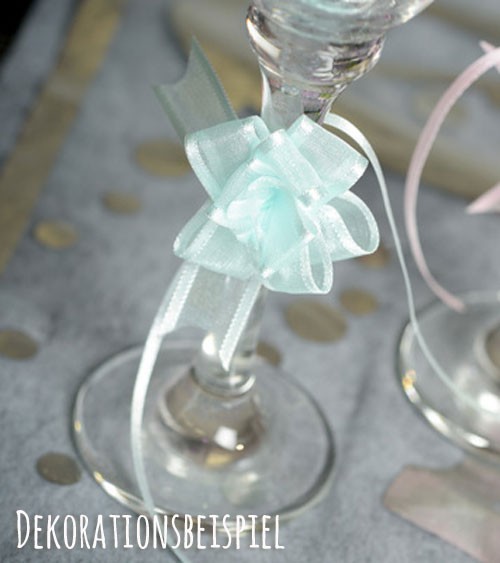 Mini-Ziehschleifen aus Organza und Satin - pastellblau - 5 Stück