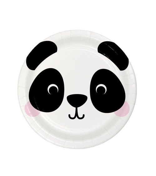 Kleine Pappteller "Animal Faces" - Panda - 8 Stück