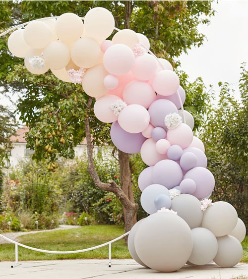 Ballongirlanden-Set mit Hortensien - rosa, lila, grau - 83-teilig