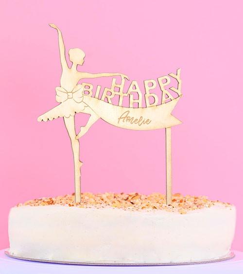 Dein Cake-Topper "Ballerina" aus Holz - Wunschtext