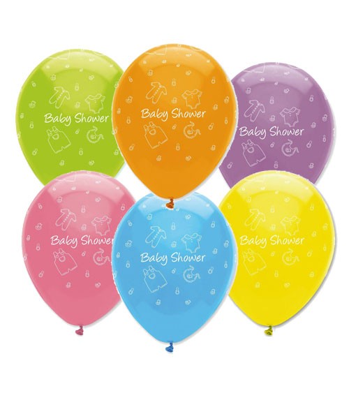 Luftballon-Set "Baby Shower" - bunt - 6 Stück