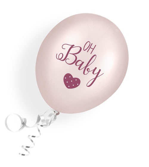 Luftballons "Oh Baby" - rosa - 6 Stück