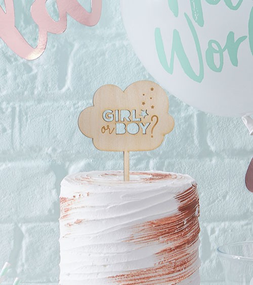 Cake-Topper "Girl or Boy - Wolke" aus Holz