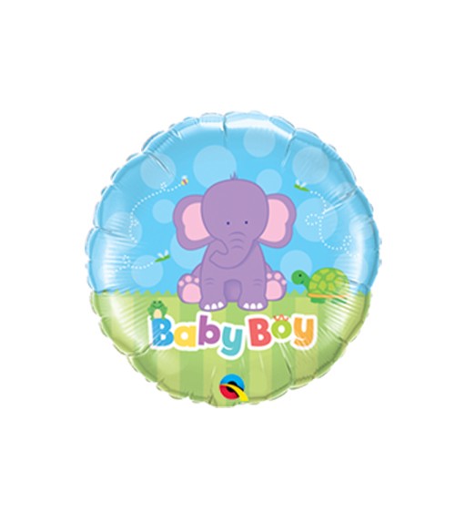 Runder Folienballon mit Elefant "Baby Boy"