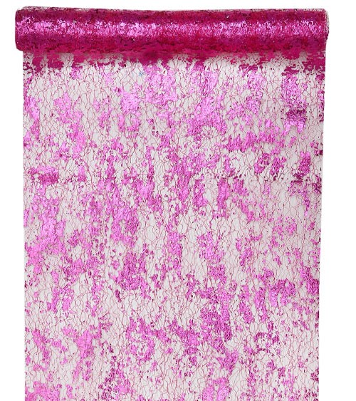Tischläufer in Metallic-Netzoptik - pink - 28 cm x 5 m