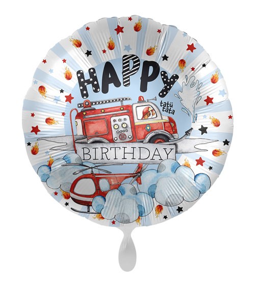 Folienballon "Happy Fire Engine" - Happy Birthday