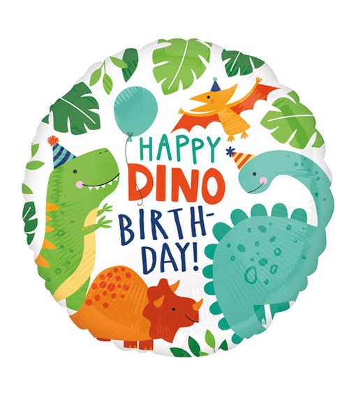 Runder Folienballon "Happy Dino Birthday" - 43 cm
